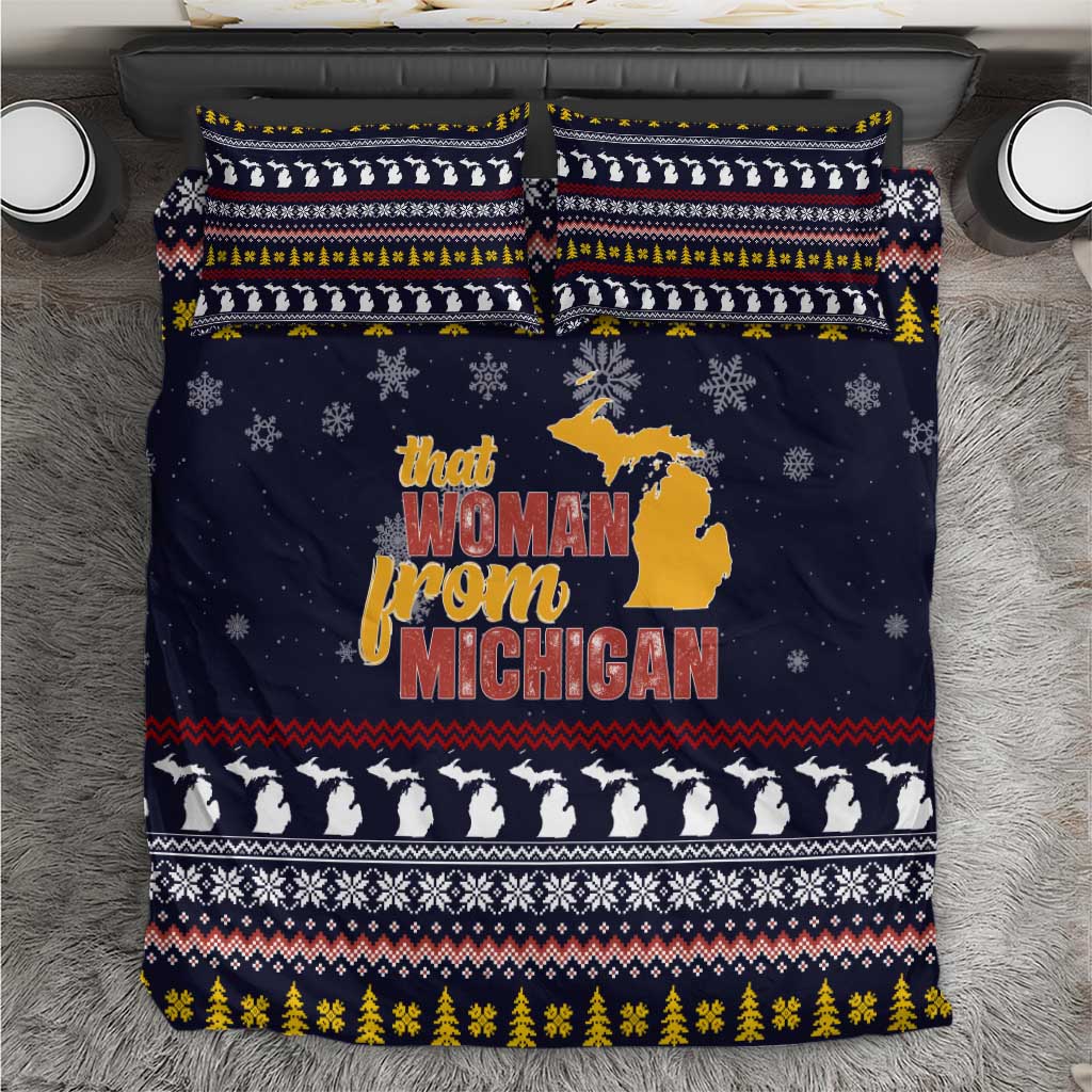 That Woman From Michigan Christmas Bedding Set Xmas Holiday Patterns - Wonder Print Shop