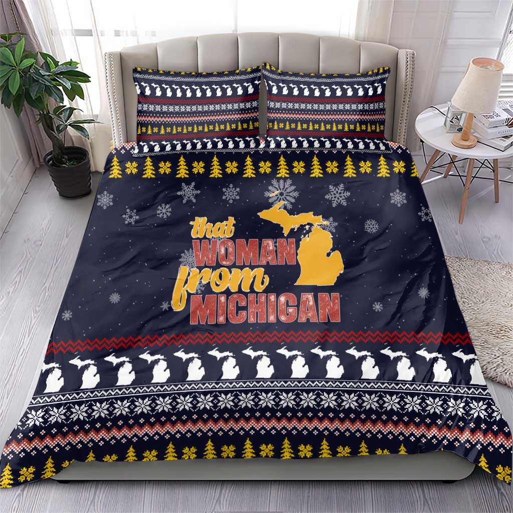 That Woman From Michigan Christmas Bedding Set Xmas Holiday Patterns - Wonder Print Shop