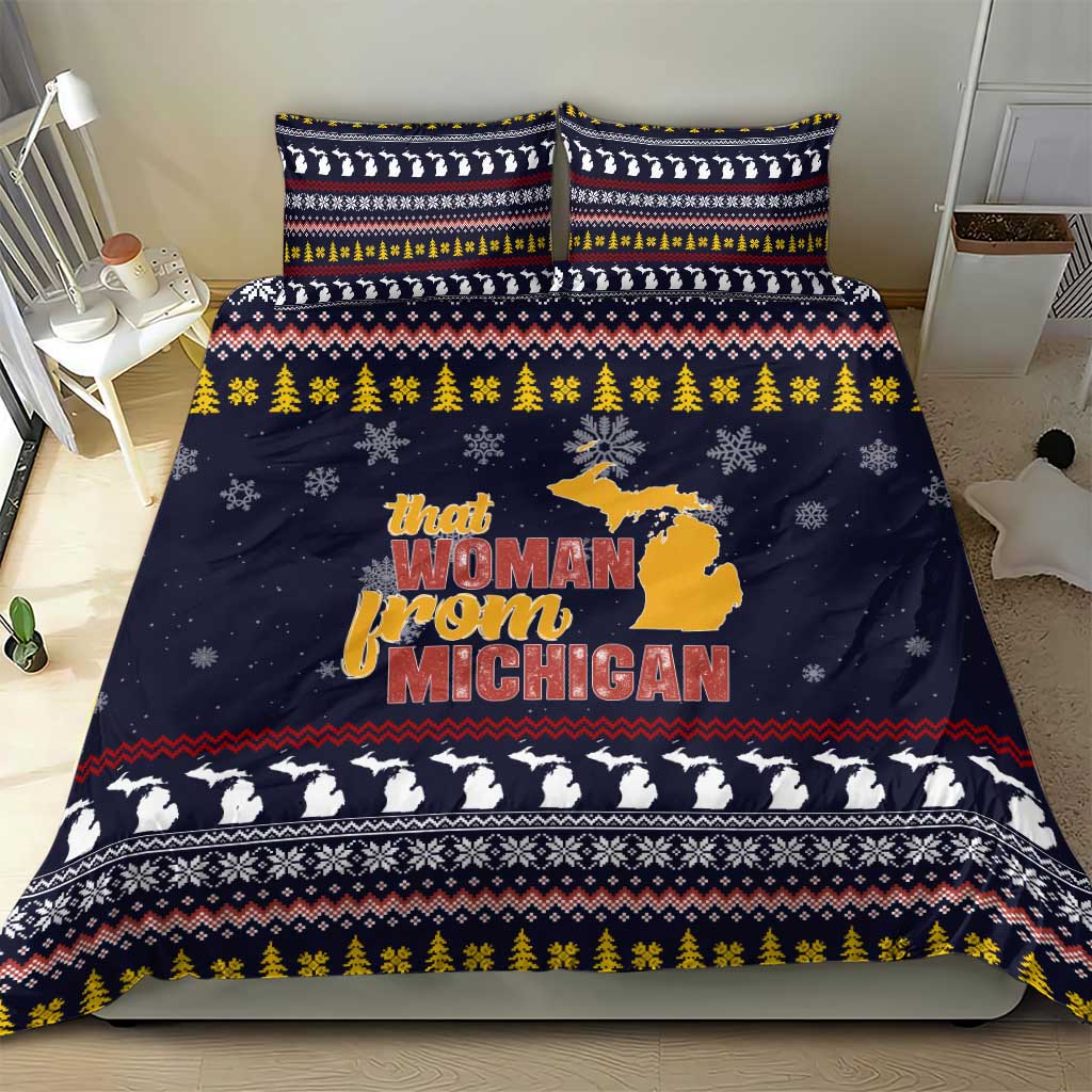That Woman From Michigan Christmas Bedding Set Xmas Holiday Patterns - Wonder Print Shop