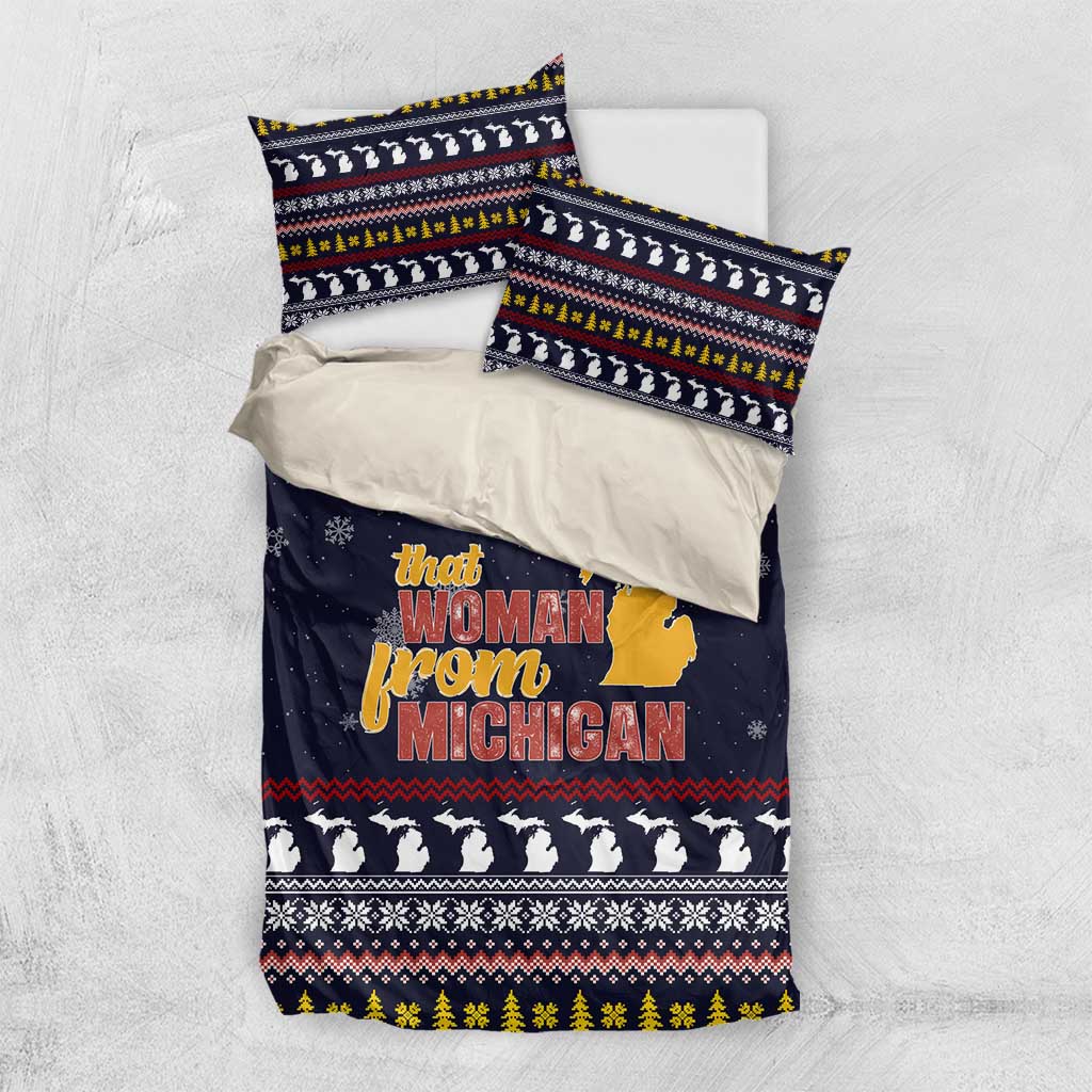 That Woman From Michigan Christmas Bedding Set Xmas Holiday Patterns - Wonder Print Shop