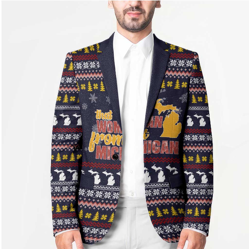 That Woman From Michigan Christmas Blazer Xmas Holiday Patterns - Wonder Print Shop