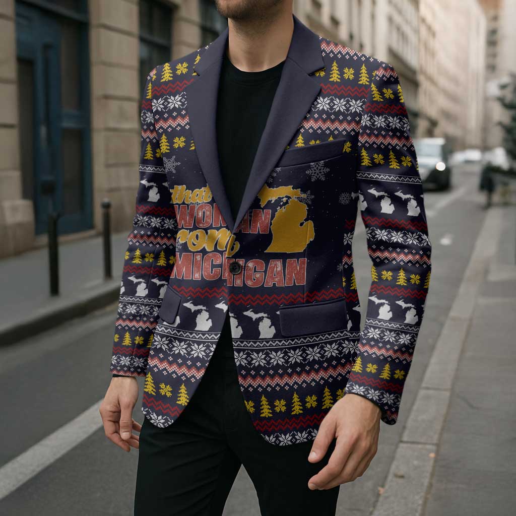 That Woman From Michigan Christmas Blazer Xmas Holiday Patterns - Wonder Print Shop