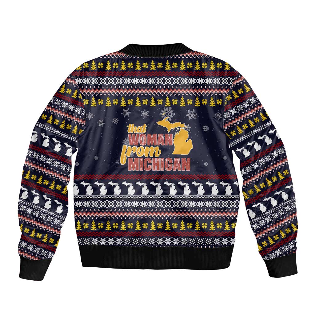 That Woman From Michigan Christmas Bomber Jacket Xmas Holiday Patterns - Wonder Print Shop
