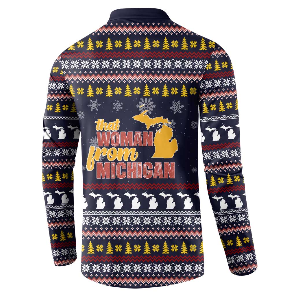 That Woman From Michigan Christmas Button Sweatshirt Xmas Holiday Patterns - Wonder Print Shop