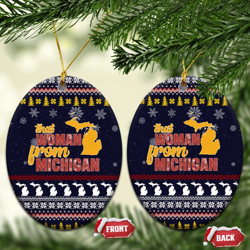 That Woman From Michigan Christmas Ceramic Ornament Xmas Holiday Patterns - Wonder Print Shop