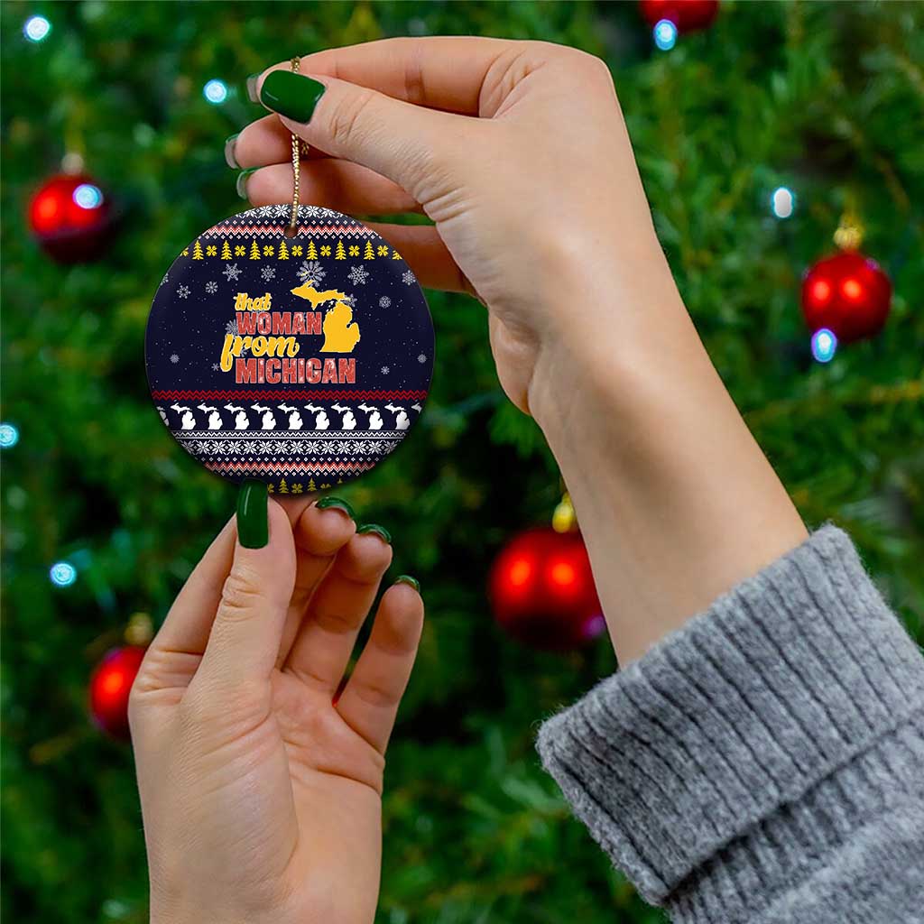 That Woman From Michigan Christmas Ceramic Ornament Xmas Holiday Patterns - Wonder Print Shop