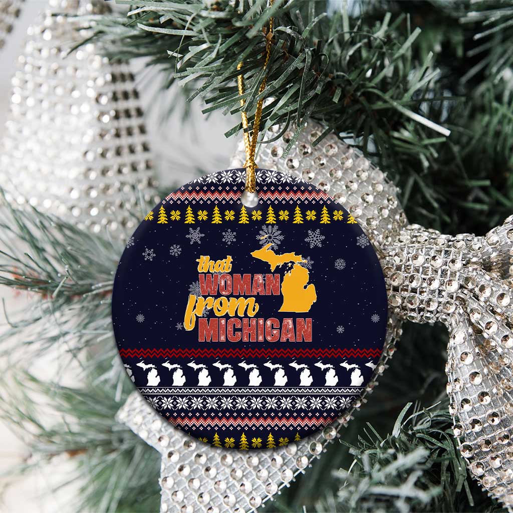 That Woman From Michigan Christmas Ceramic Ornament Xmas Holiday Patterns - Wonder Print Shop
