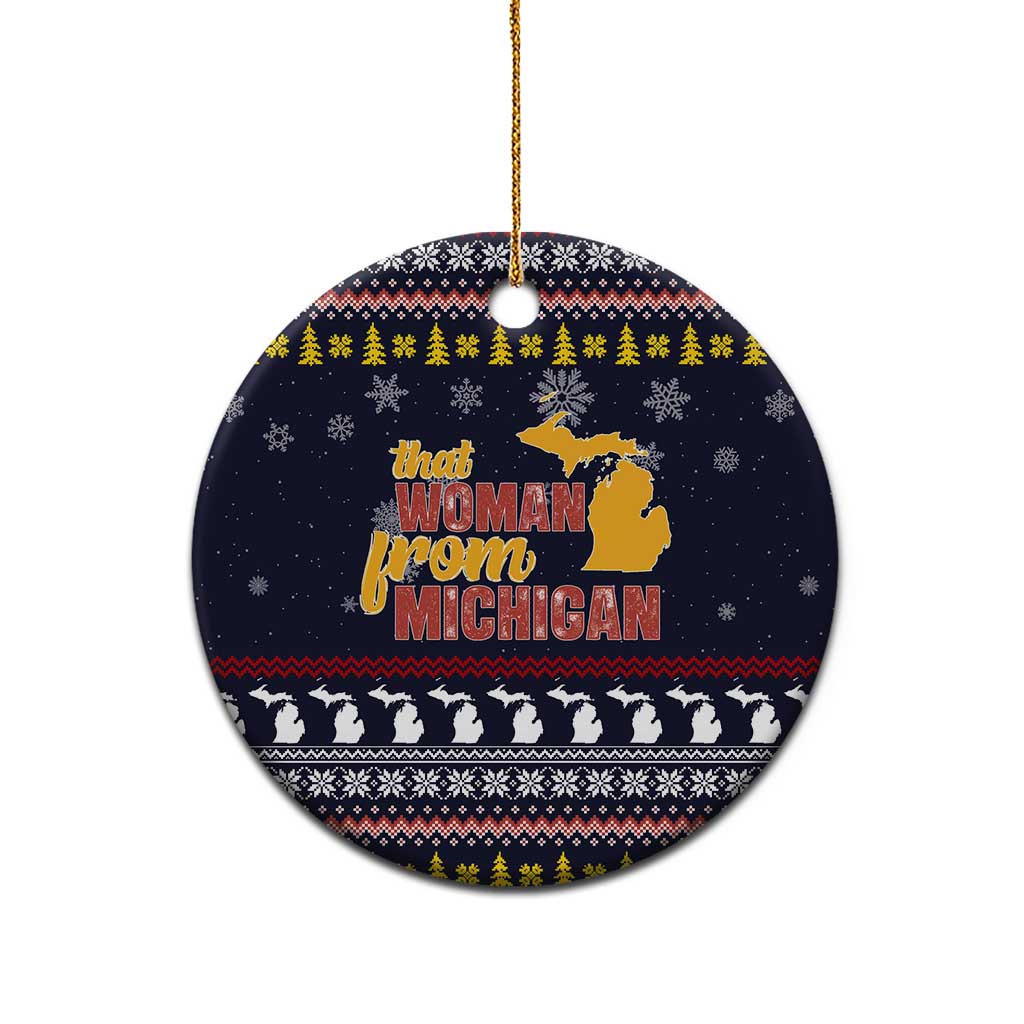 That Woman From Michigan Christmas Ceramic Ornament Xmas Holiday Patterns - Wonder Print Shop