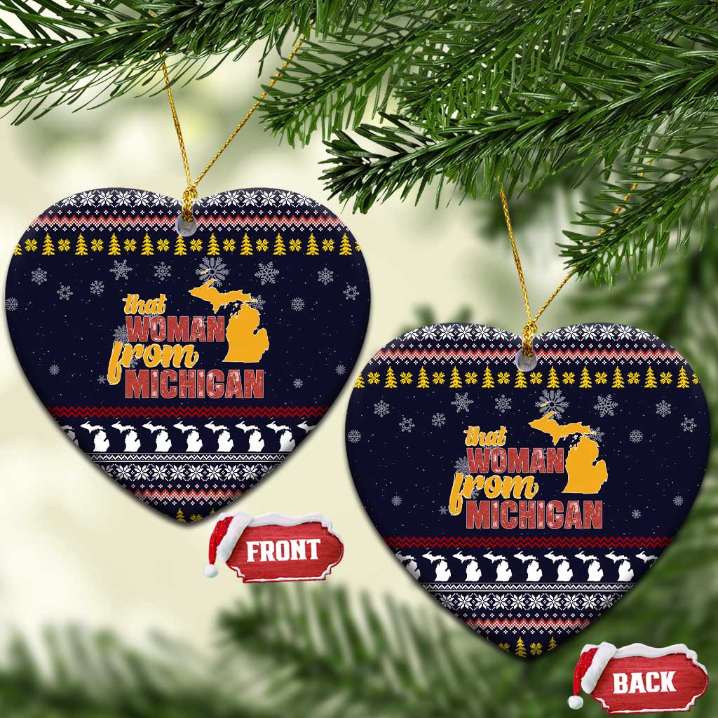 That Woman From Michigan Christmas Ceramic Ornament Xmas Holiday Patterns - Wonder Print Shop