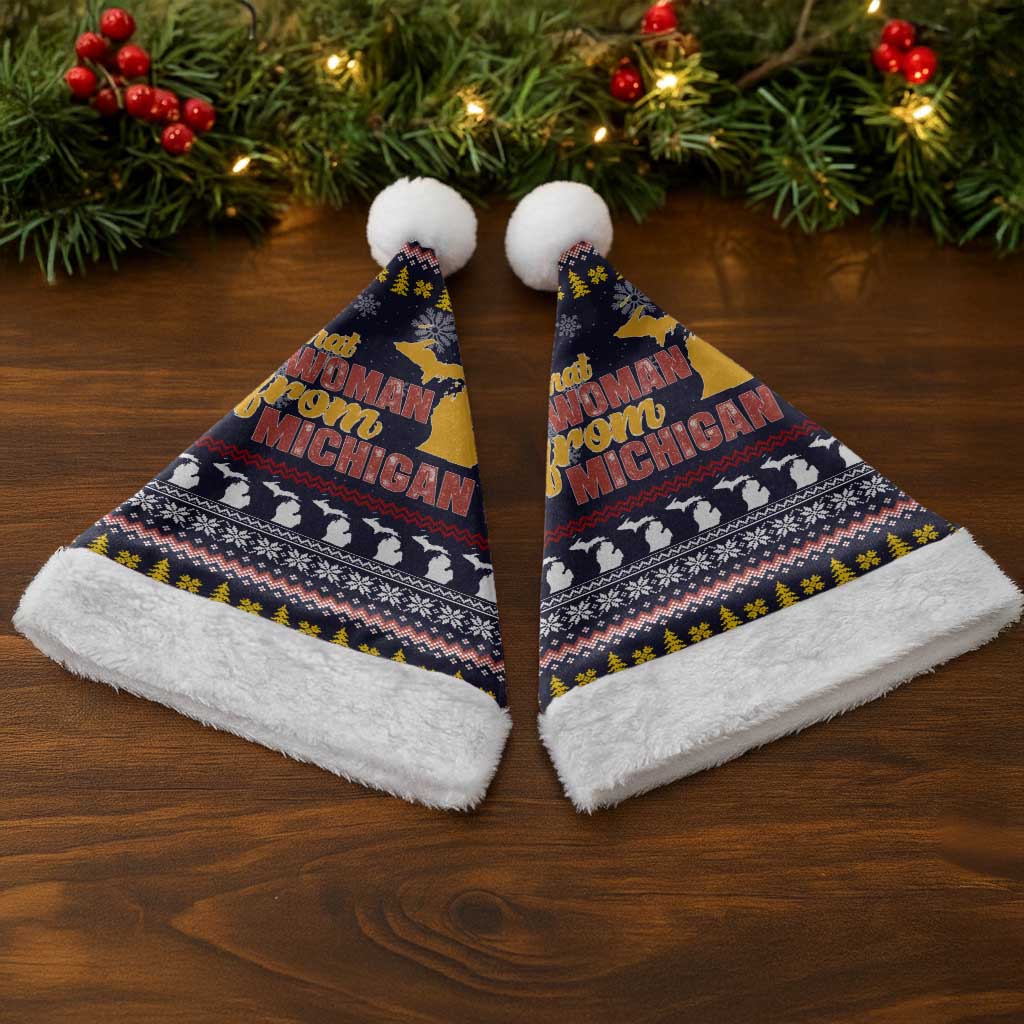 That Woman From Michigan Christmas Santa Hat Xmas Holiday Patterns - Wonder Print Shop