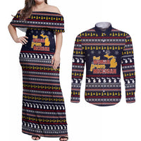 That Woman From Michigan Christmas Couples Matching Off Shoulder Maxi Dress and Long Sleeve Button Shirt Xmas Holiday Patterns - Wonder Print Shop