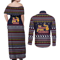 That Woman From Michigan Christmas Couples Matching Off Shoulder Maxi Dress and Long Sleeve Button Shirt Xmas Holiday Patterns - Wonder Print Shop