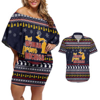 That Woman From Michigan Christmas Couples Matching Off Shoulder Short Dress and Hawaiian Shirt Xmas Holiday Patterns - Wonder Print Shop