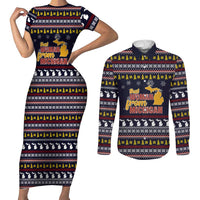 That Woman From Michigan Christmas Couples Matching Short Sleeve Bodycon Dress and Long Sleeve Button Shirt Xmas Holiday Patterns - Wonder Print Shop