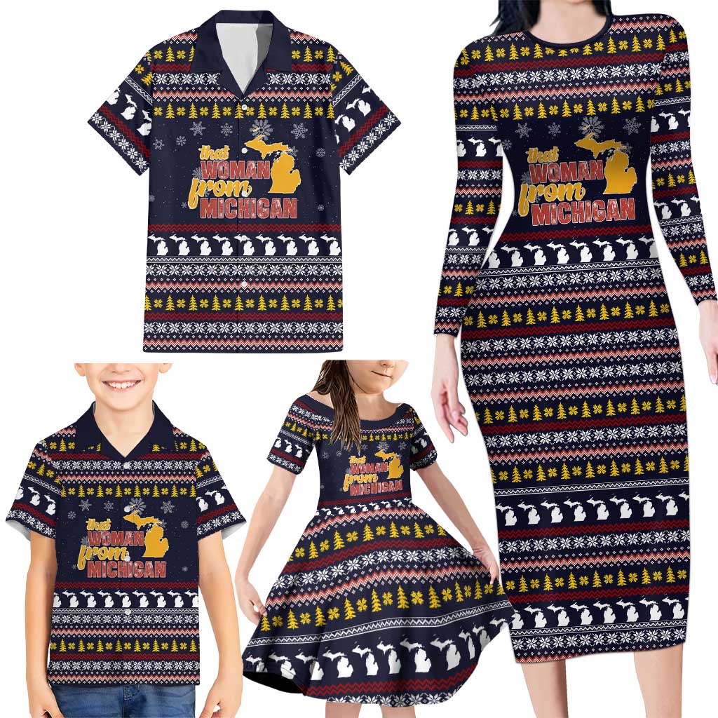 That Woman From Michigan Christmas Family Matching Long Sleeve Bodycon Dress and Hawaiian Shirt Xmas Holiday Patterns - Wonder Print Shop