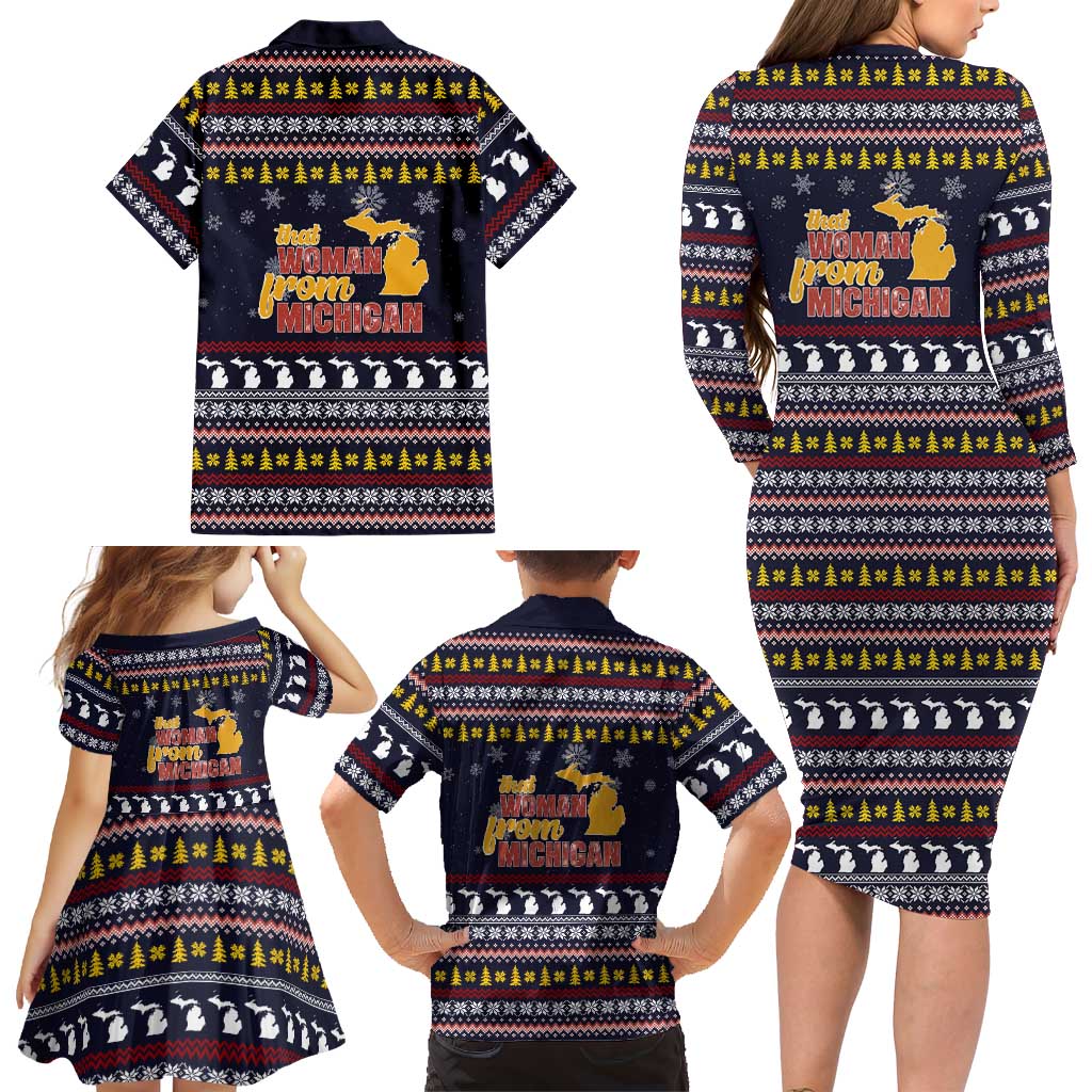 That Woman From Michigan Christmas Family Matching Long Sleeve Bodycon Dress and Hawaiian Shirt Xmas Holiday Patterns - Wonder Print Shop