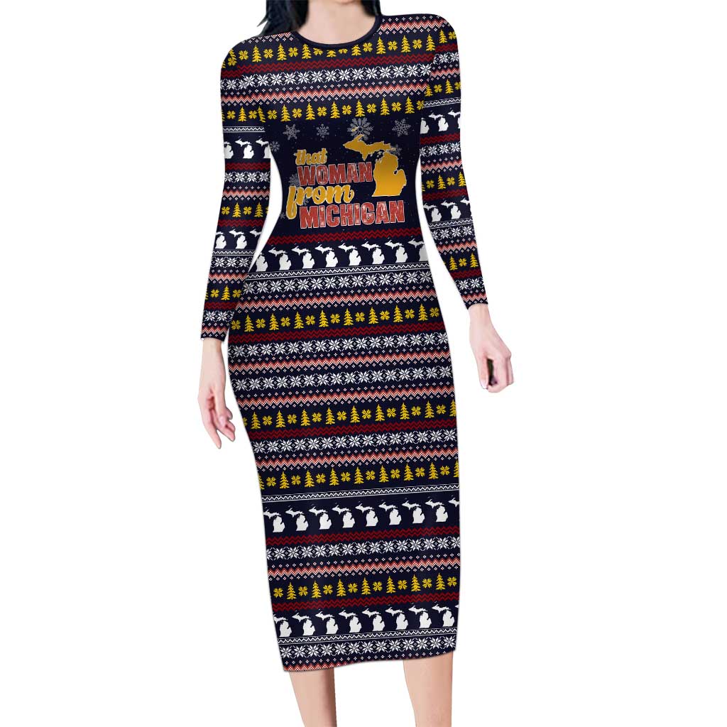 That Woman From Michigan Christmas Family Matching Long Sleeve Bodycon Dress and Hawaiian Shirt Xmas Holiday Patterns - Wonder Print Shop