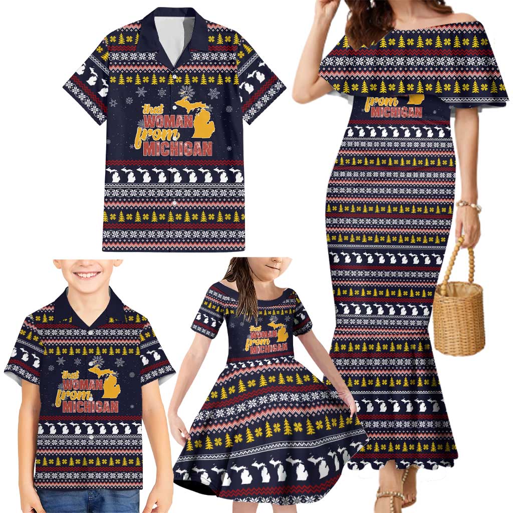 That Woman From Michigan Christmas Family Matching Mermaid Dress and Hawaiian Shirt Xmas Holiday Patterns - Wonder Print Shop