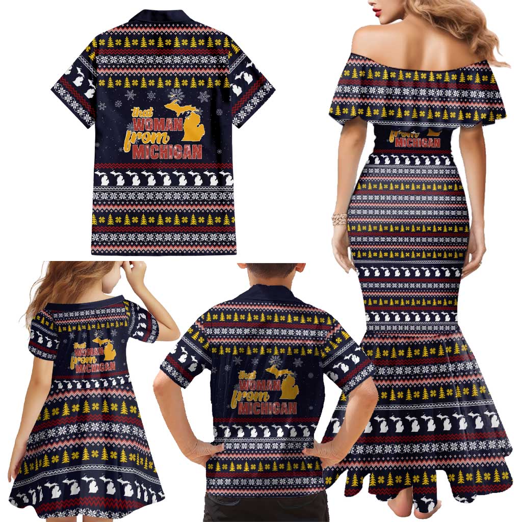 That Woman From Michigan Christmas Family Matching Mermaid Dress and Hawaiian Shirt Xmas Holiday Patterns - Wonder Print Shop