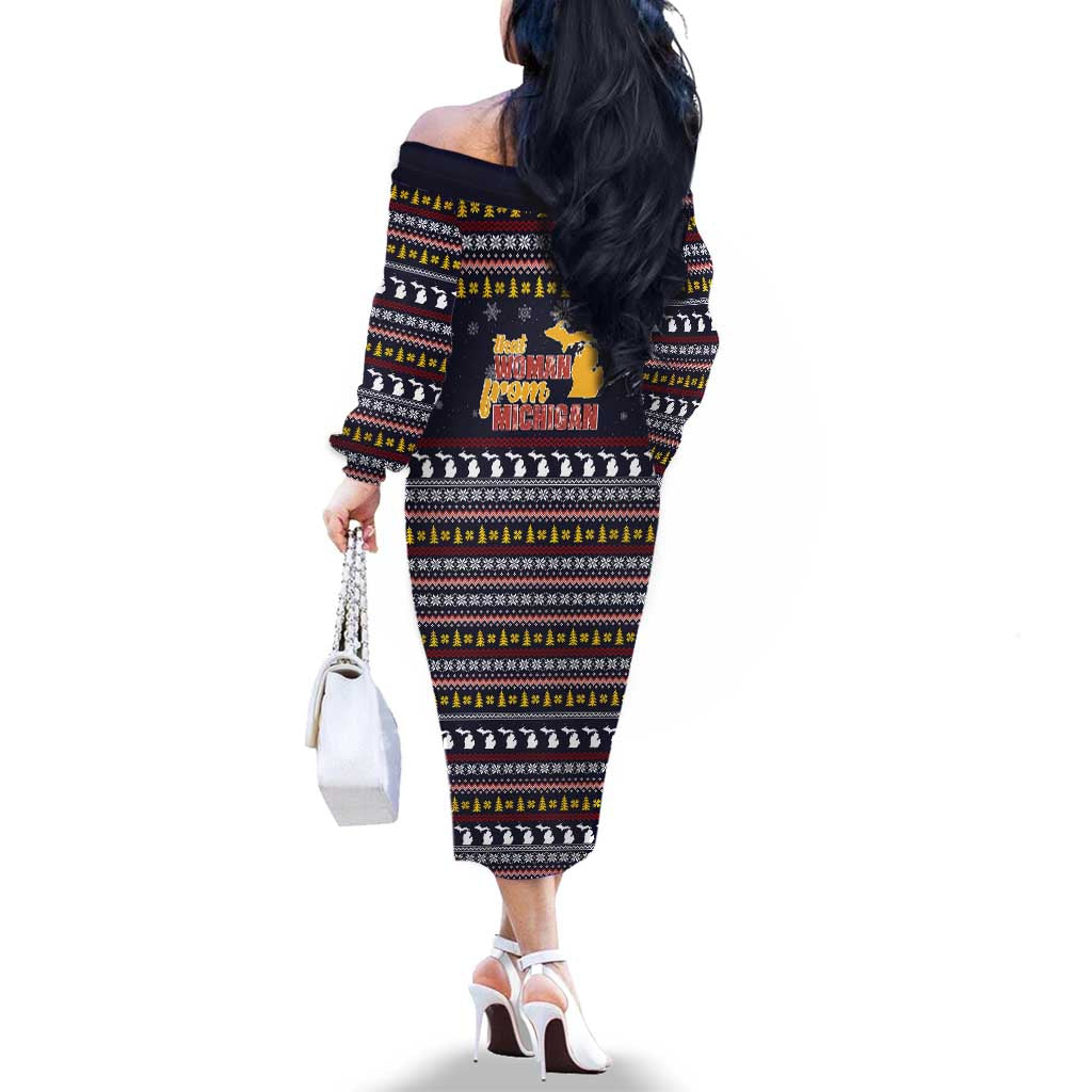 That Woman From Michigan Christmas Family Matching Off The Shoulder Long Sleeve Dress and Hawaiian Shirt Xmas Holiday Patterns - Wonder Print Shop