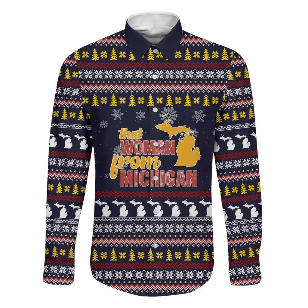That Woman From Michigan Christmas Family Matching Off Shoulder Maxi Dress and Hawaiian Shirt Xmas Holiday Patterns - Wonder Print Shop