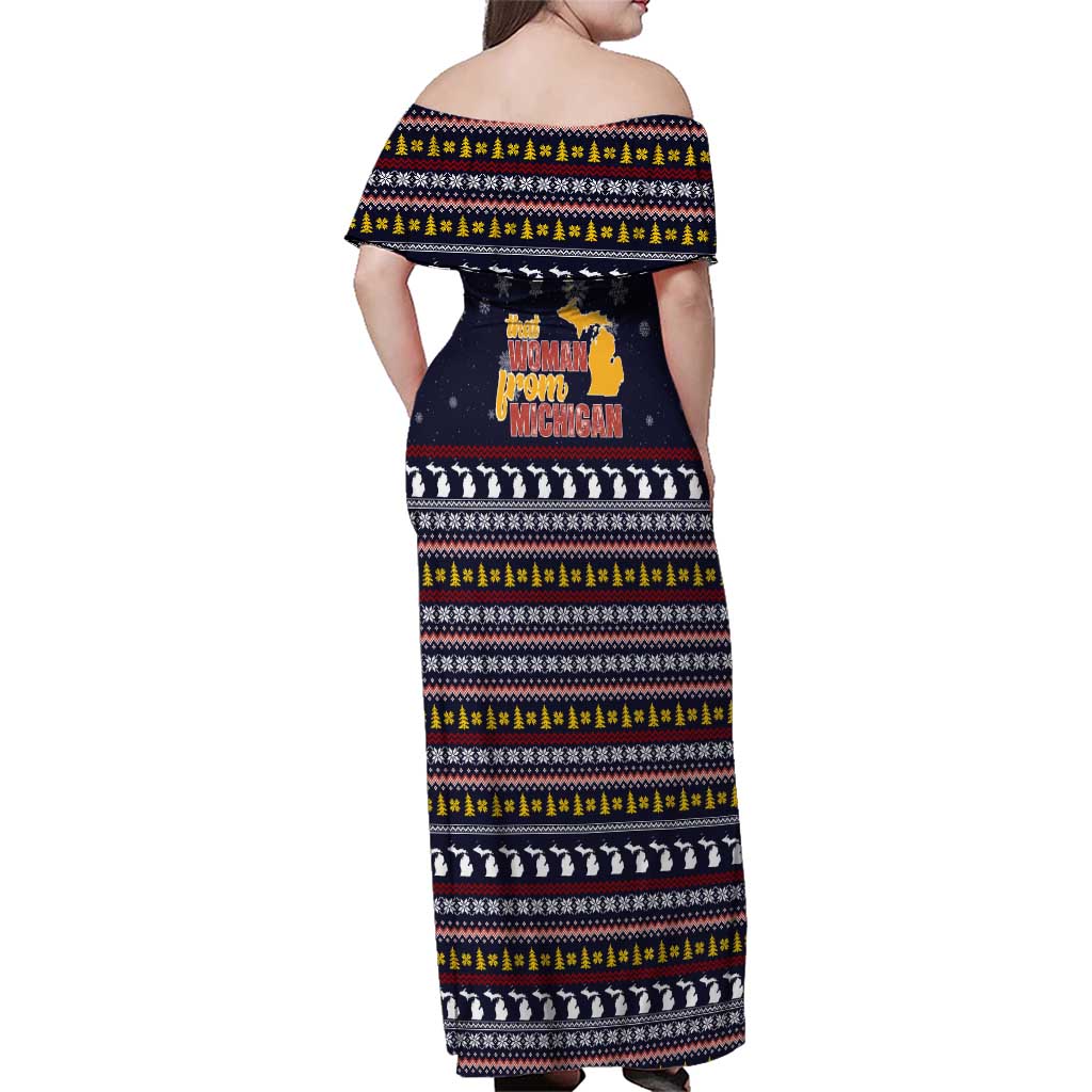 That Woman From Michigan Christmas Family Matching Off Shoulder Maxi Dress and Hawaiian Shirt Xmas Holiday Patterns - Wonder Print Shop