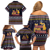 That Woman From Michigan Christmas Family Matching Off Shoulder Short Dress and Hawaiian Shirt Xmas Holiday Patterns - Wonder Print Shop