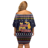 That Woman From Michigan Christmas Family Matching Off Shoulder Short Dress and Hawaiian Shirt Xmas Holiday Patterns - Wonder Print Shop