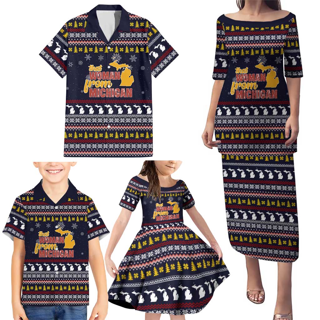 That Woman From Michigan Christmas Family Matching Puletasi and Hawaiian Shirt Xmas Holiday Patterns - Wonder Print Shop