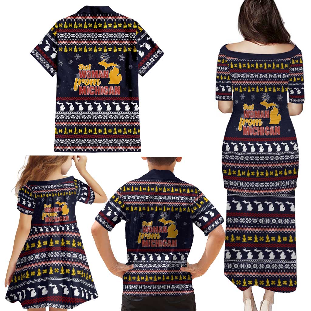 That Woman From Michigan Christmas Family Matching Puletasi and Hawaiian Shirt Xmas Holiday Patterns - Wonder Print Shop