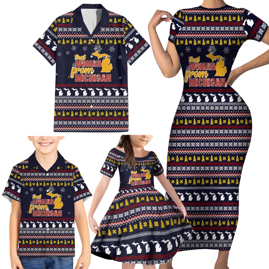 That Woman From Michigan Christmas Family Matching Short Sleeve Bodycon Dress and Hawaiian Shirt Xmas Holiday Patterns - Wonder Print Shop