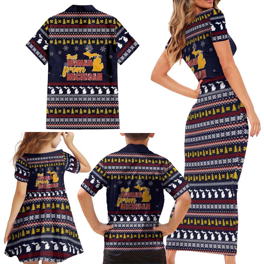 That Woman From Michigan Christmas Family Matching Short Sleeve Bodycon Dress and Hawaiian Shirt Xmas Holiday Patterns - Wonder Print Shop