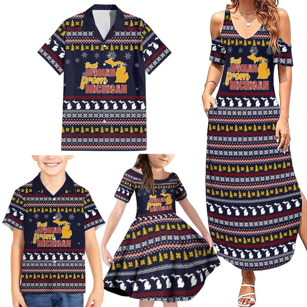 That Woman From Michigan Christmas Family Matching Summer Maxi Dress and Hawaiian Shirt Xmas Holiday Patterns - Wonder Print Shop