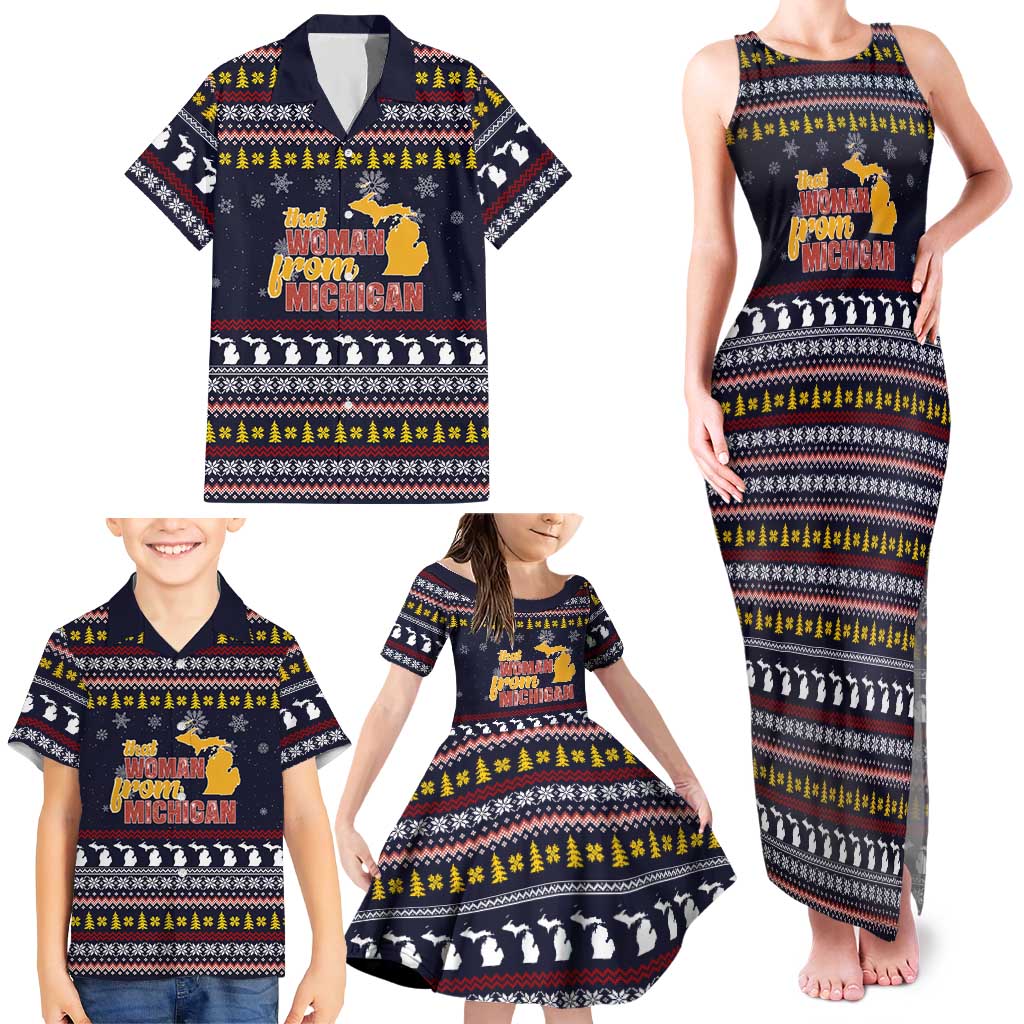 That Woman From Michigan Christmas Family Matching Tank Maxi Dress and Hawaiian Shirt Xmas Holiday Patterns - Wonder Print Shop