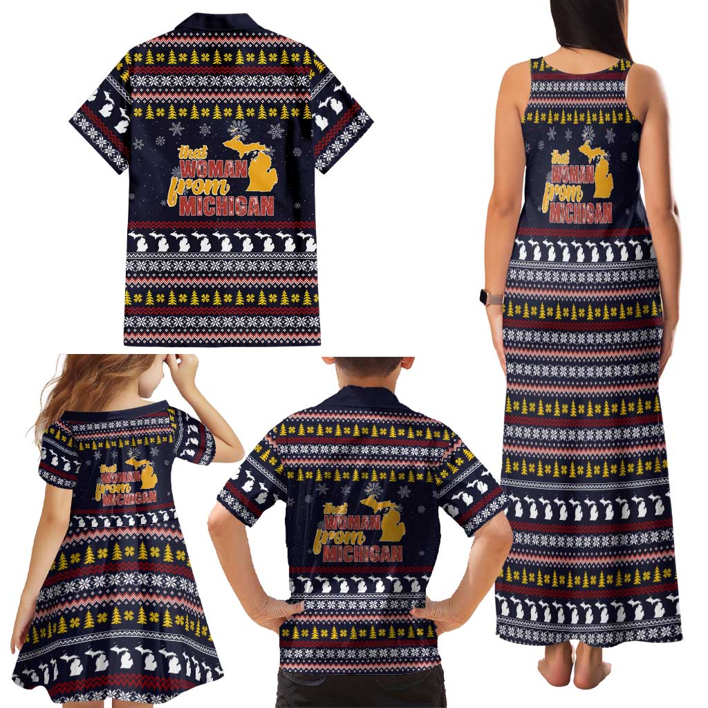 That Woman From Michigan Christmas Family Matching Tank Maxi Dress and Hawaiian Shirt Xmas Holiday Patterns - Wonder Print Shop