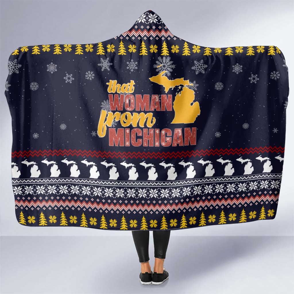 That Woman From Michigan Christmas Hooded Blanket Xmas Holiday Patterns - Wonder Print Shop