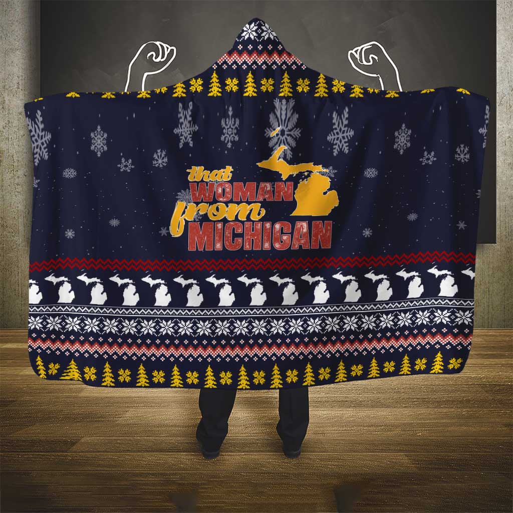 That Woman From Michigan Christmas Hooded Blanket Xmas Holiday Patterns - Wonder Print Shop