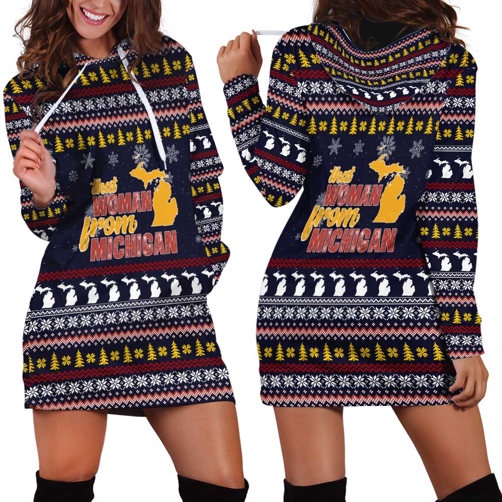 That Woman From Michigan Christmas Hoodie Dress Xmas Holiday Patterns - Wonder Print Shop
