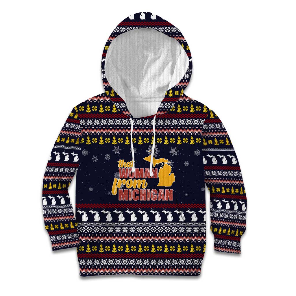 That Woman From Michigan Christmas Kid Hoodie Xmas Holiday Patterns - Wonder Print Shop
