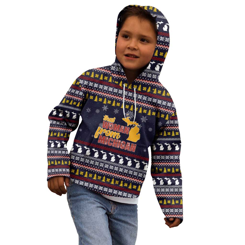That Woman From Michigan Christmas Kid Hoodie Xmas Holiday Patterns - Wonder Print Shop