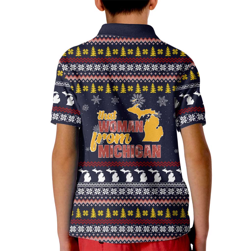 That Woman From Michigan Christmas Kid Polo Shirt Xmas Holiday Patterns - Wonder Print Shop
