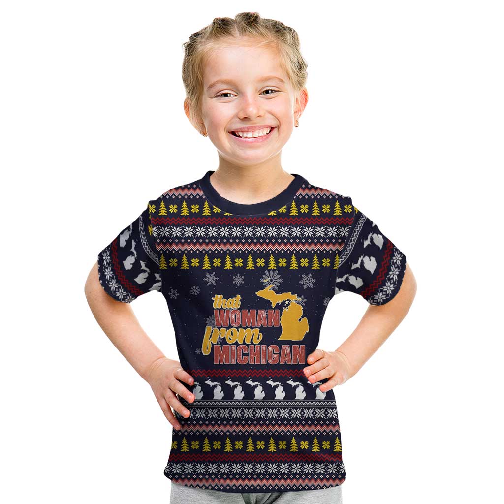 That Woman From Michigan Christmas Kid T Shirt Xmas Holiday Patterns - Wonder Print Shop