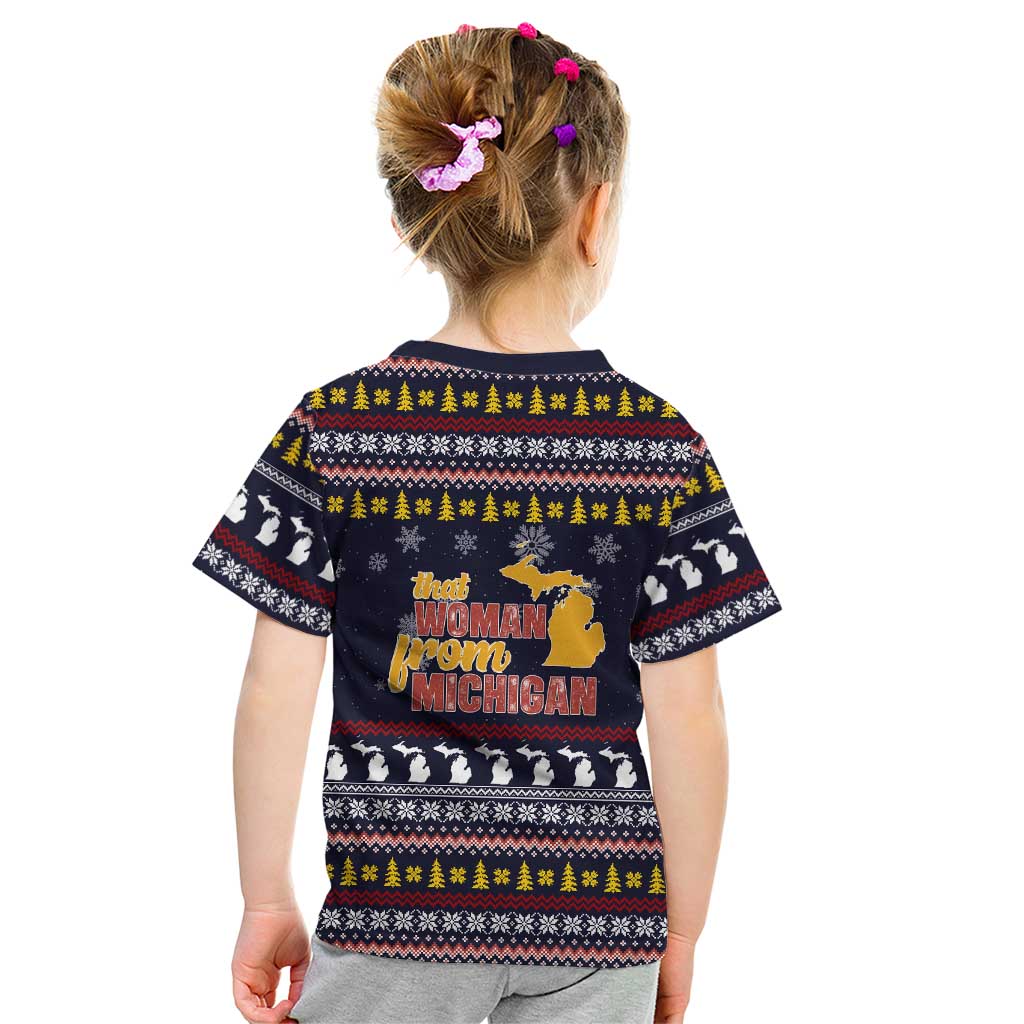 That Woman From Michigan Christmas Kid T Shirt Xmas Holiday Patterns - Wonder Print Shop