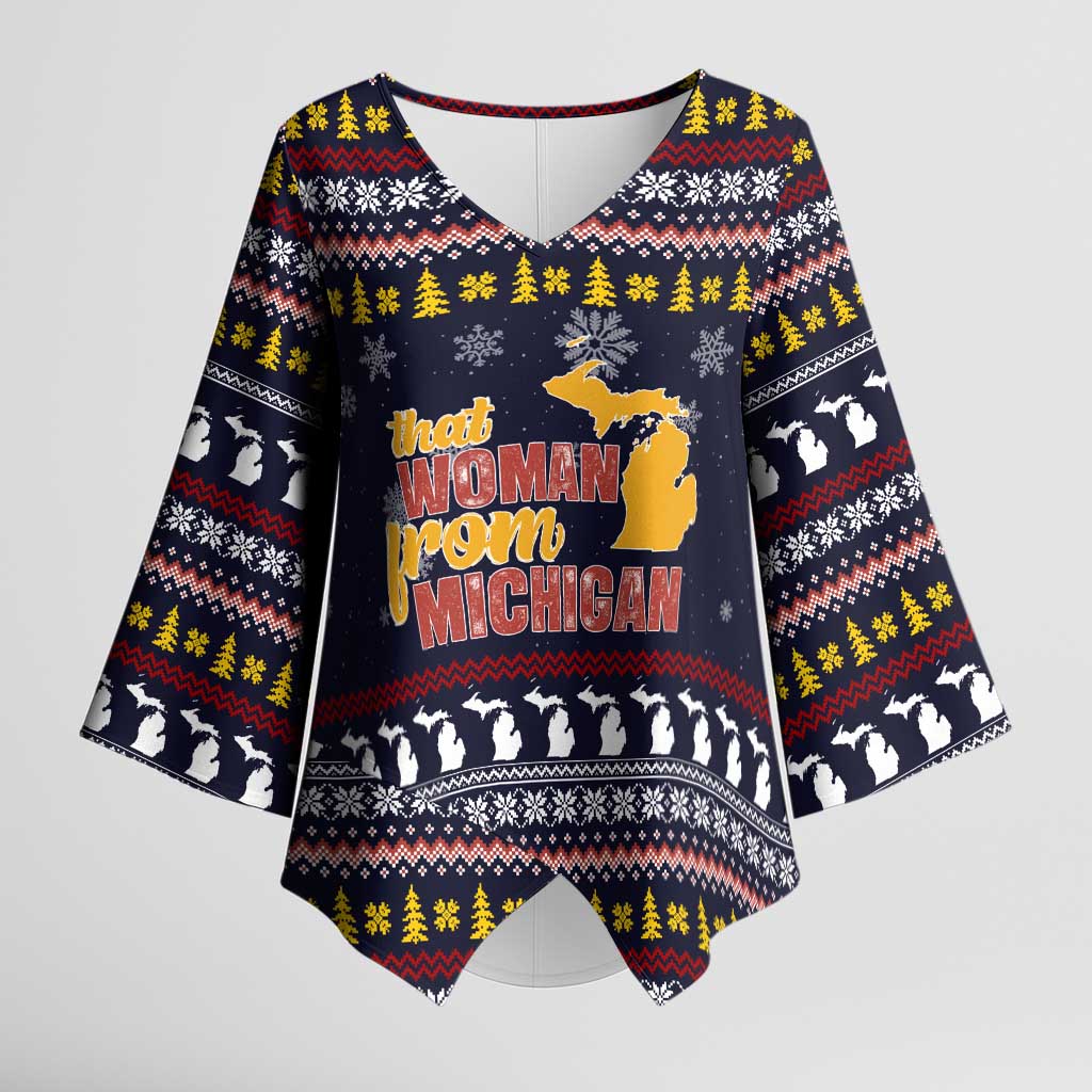 That Woman From Michigan Christmas Kimono Sleeve Blouse Xmas Holiday Patterns - Wonder Print Shop