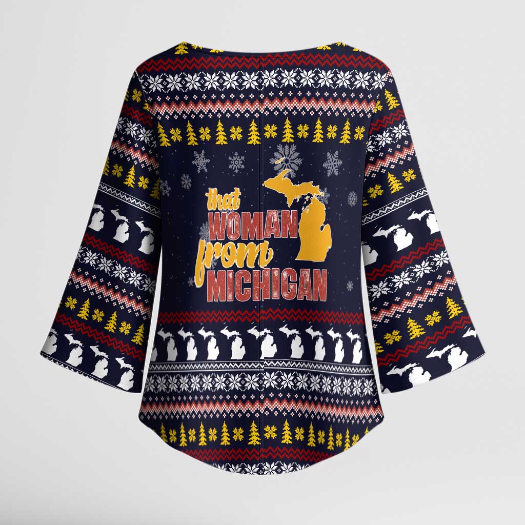 That Woman From Michigan Christmas Kimono Sleeve Blouse Xmas Holiday Patterns - Wonder Print Shop