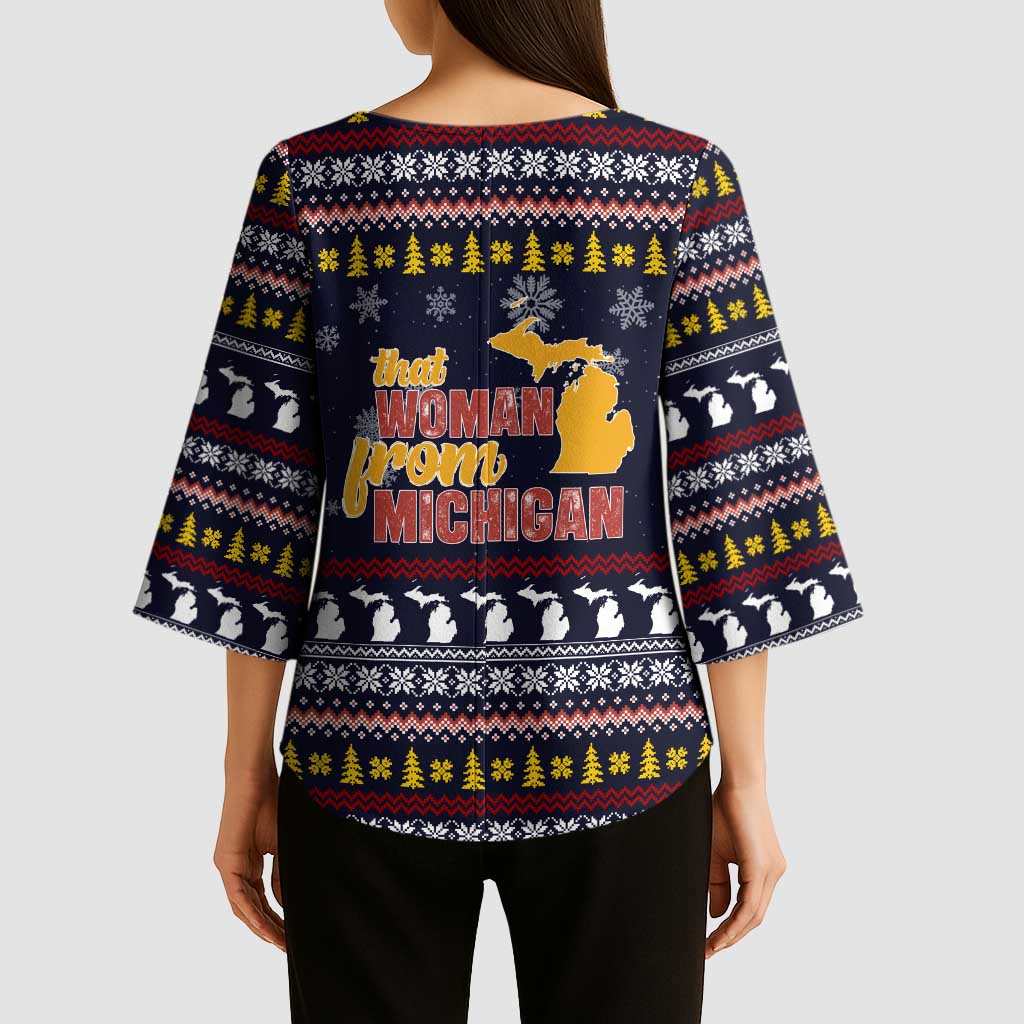 That Woman From Michigan Christmas Kimono Sleeve Blouse Xmas Holiday Patterns - Wonder Print Shop