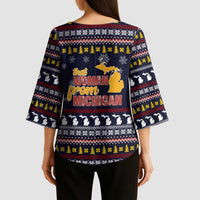 That Woman From Michigan Christmas Kimono Sleeve Blouse Xmas Holiday Patterns - Wonder Print Shop