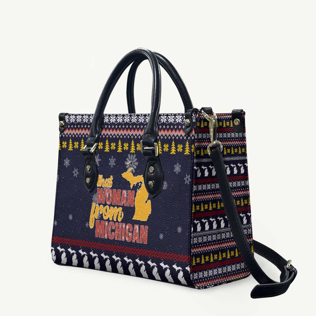 That Woman From Michigan Christmas Leather Bag Xmas Holiday Patterns - Wonder Print Shop