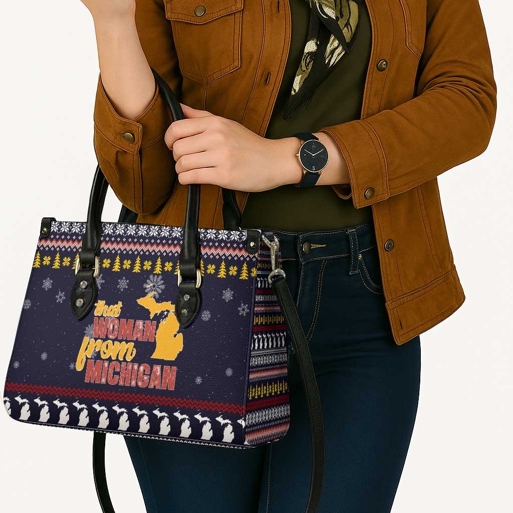 That Woman From Michigan Christmas Leather Bag Xmas Holiday Patterns - Wonder Print Shop