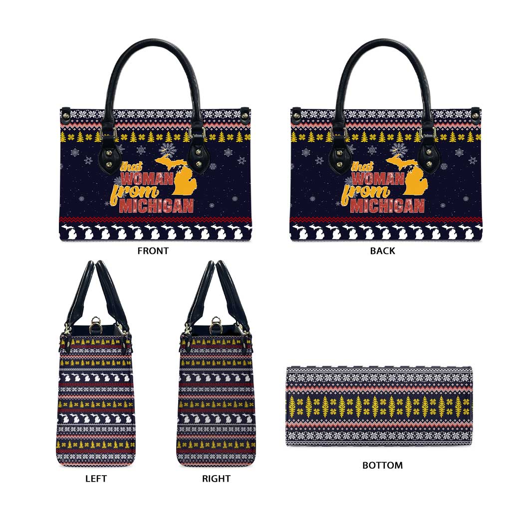 That Woman From Michigan Christmas Leather Bag Xmas Holiday Patterns - Wonder Print Shop